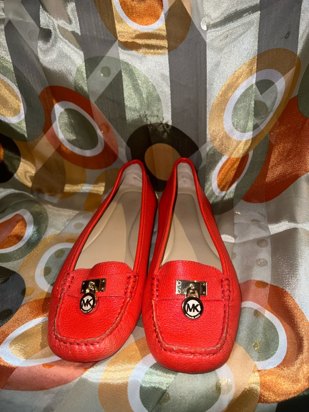 Michael Kors orange Leather MK Logo Driving Loafers